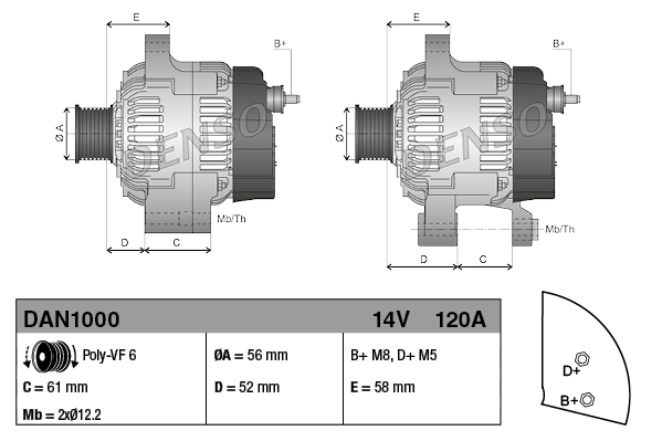 Alternator DENSO DAN1000