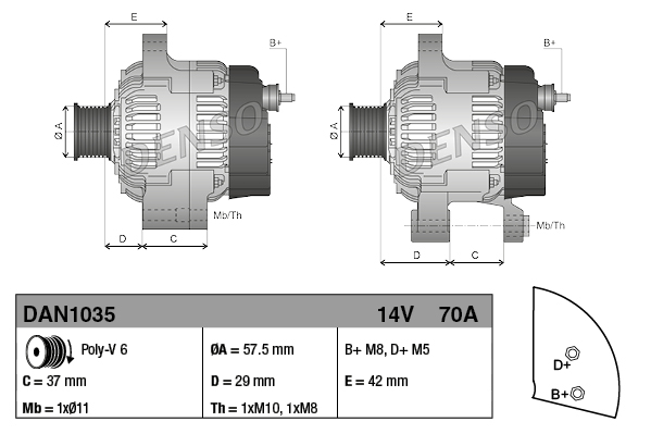 Alternator DENSO DAN1035