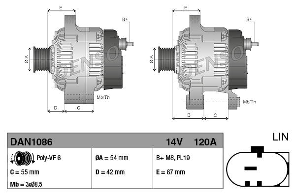 Alternator DENSO DAN1086