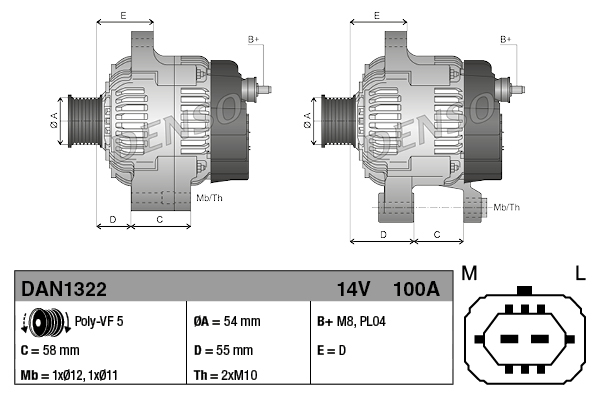 Alternator DENSO DAN1322