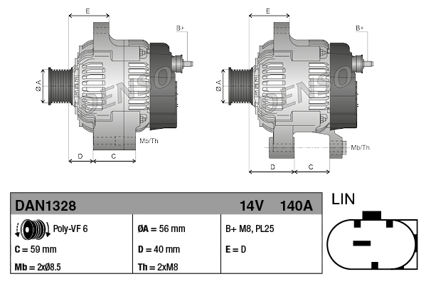 Alternator DENSO DAN1328
