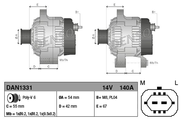 Alternator DENSO DAN1331