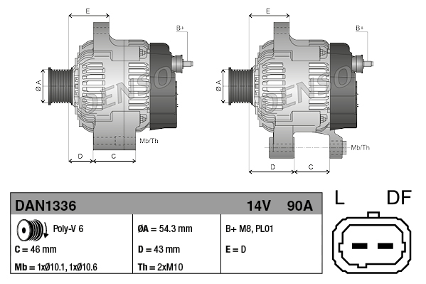 Alternator DENSO DAN1336