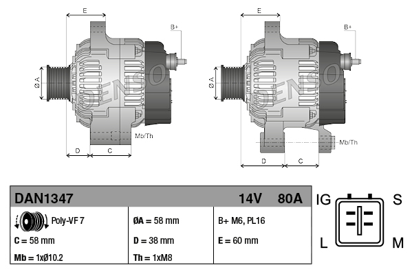 Alternator DENSO DAN1347