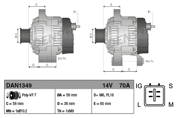 Alternator DENSO DAN1349
