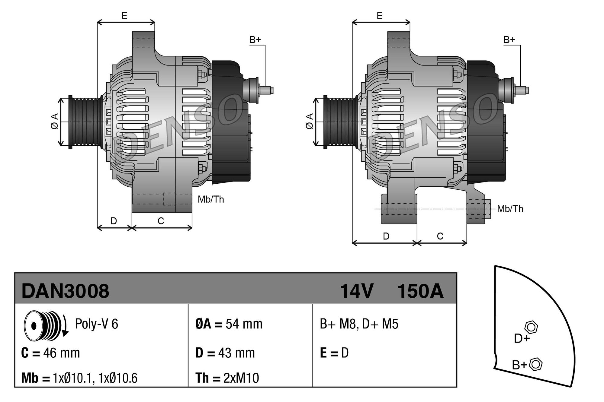 Alternator DENSO DAN3008