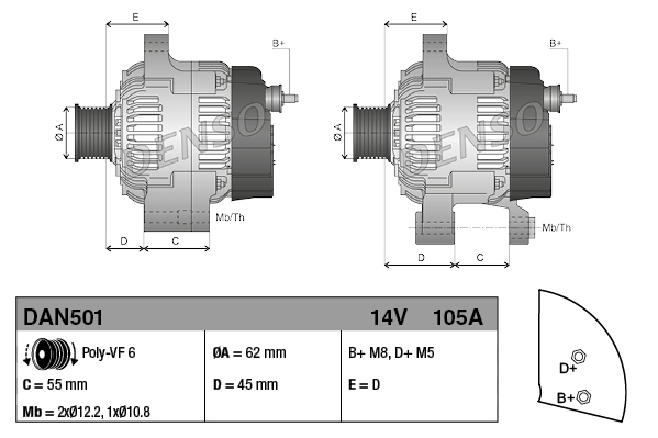 Alternator DENSO DAN501