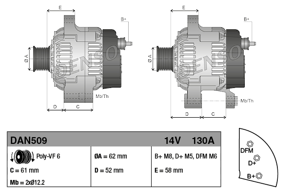 Alternator DENSO DAN509