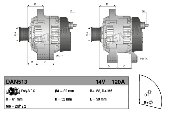 Alternator DENSO DAN513