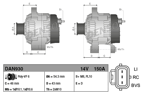 Alternator DENSO DAN930