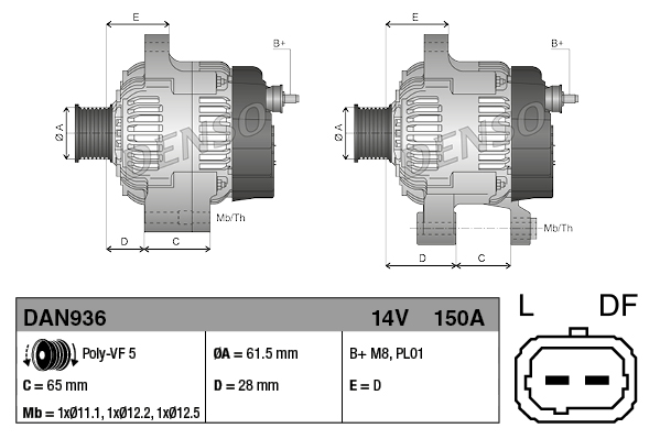 Alternator DENSO DAN936