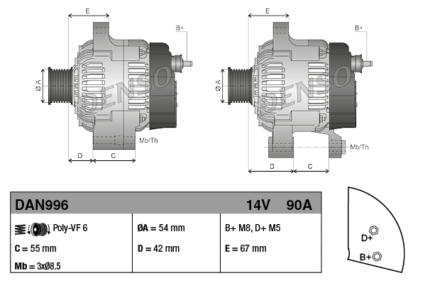 Alternator DENSO DAN996