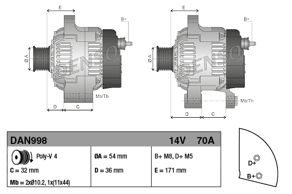 Alternator DENSO DAN998