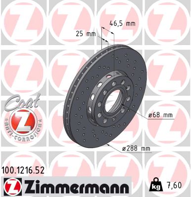 Disc frana ZIMMERMANN 100.1216.52