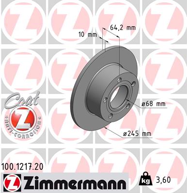 Disc frana ZIMMERMANN 100.1217.20