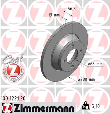 Disc frana ZIMMERMANN 100.1221.20