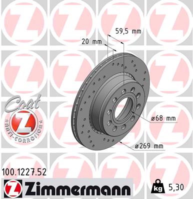 Disc frana ZIMMERMANN 100.1227.52