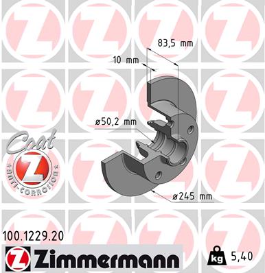 Disc frana ZIMMERMANN 100.1229.20