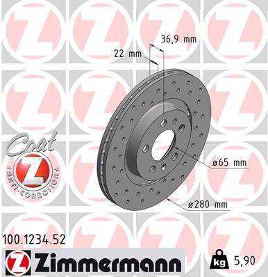 Disc frana ZIMMERMANN 100.1234.52
