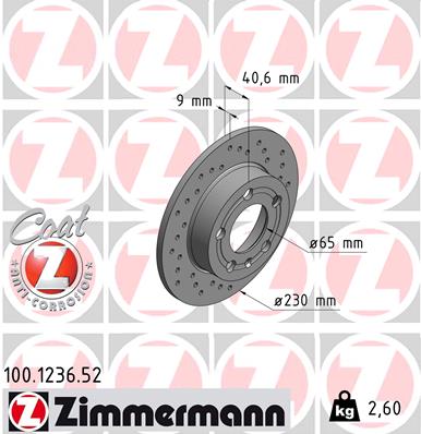 Disc frana ZIMMERMANN 100.1236.52