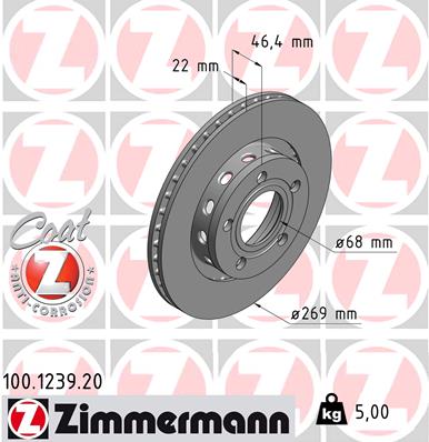 Disc frana ZIMMERMANN 100.1239.20