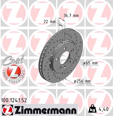 Disc frana ZIMMERMANN 100.1241.52