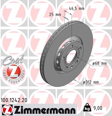 Disc frana ZIMMERMANN 100.1242.20