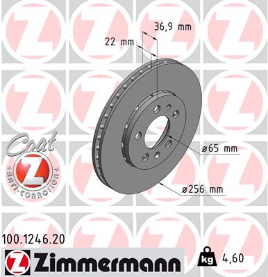 Disc frana ZIMMERMANN 100.1246.20