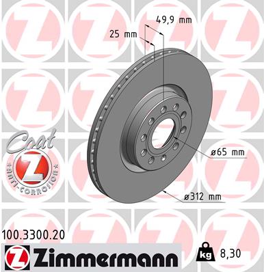 Disc frana ZIMMERMANN 100.3300.20