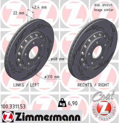 Disc frana VW PHAETON (3D1, 3D2, 3D3, 3D4, 3D6, 3D7, 3D8, 3D9) 5.0 V10 TDI 4motion  diesel 313 cai ZIMMERMANN 100.3311.53