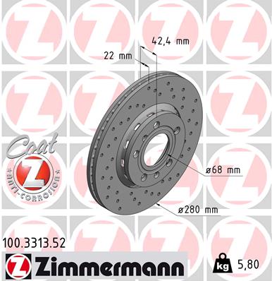Disc frana ZIMMERMANN 100.3313.52