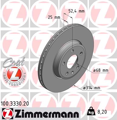 Disc frana ZIMMERMANN 100.3330.20