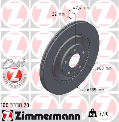 Disc frana VW PHAETON (3D1, 3D2, 3D3, 3D4, 3D6, 3D7, 3D8, 3D9) 5.0 V10 TDI 4motion  diesel 313 cai ZIMMERMANN 100.3338.20