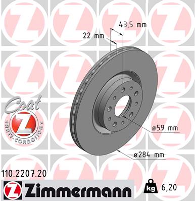 Disc frana ZIMMERMANN 110.2207.20
