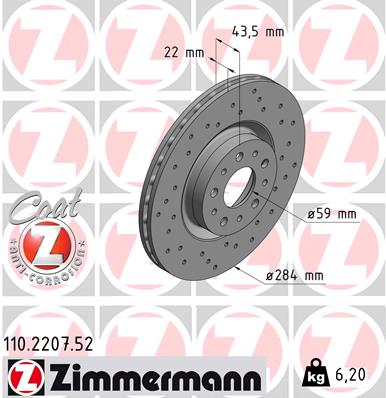 Disc frana ZIMMERMANN 110.2207.52
