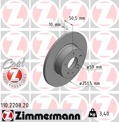 Disc frana ZIMMERMANN 110.2208.20