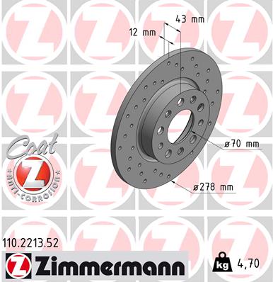 Disc frana ZIMMERMANN 110.2213.52