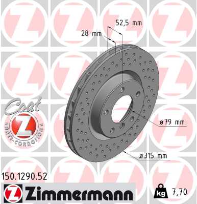 Disc frana ZIMMERMANN 150.1290.52