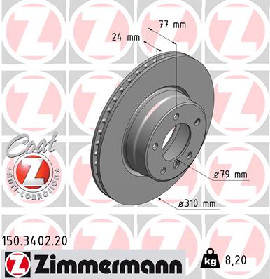 Disc frana ZIMMERMANN 150.3402.20