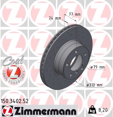 Disc frana ZIMMERMANN 150.3402.52