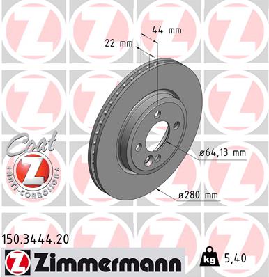 Disc frana ZIMMERMANN 150.3444.20