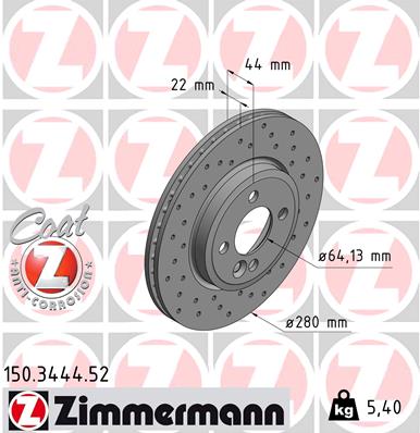 Disc frana ZIMMERMANN 150.3444.52
