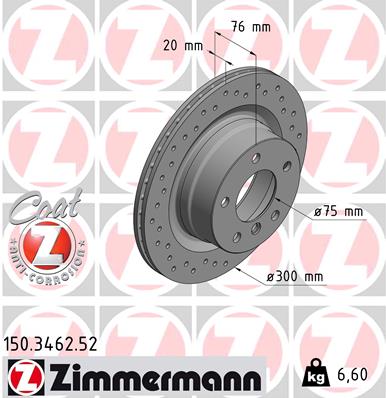 Disc frana ZIMMERMANN 150.3462.52