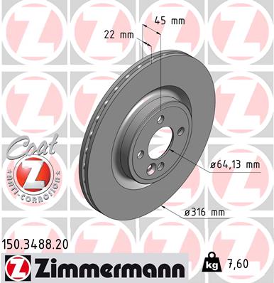 Disc frana ZIMMERMANN 150.3488.20