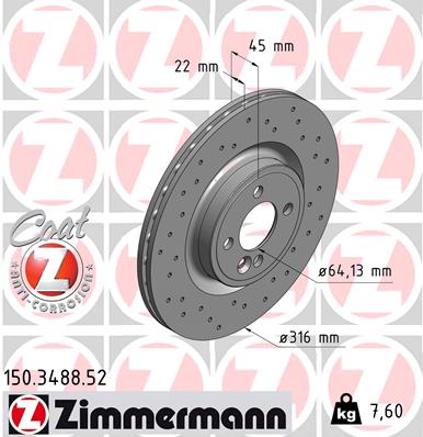 Disc frana ZIMMERMANN 150.3488.52