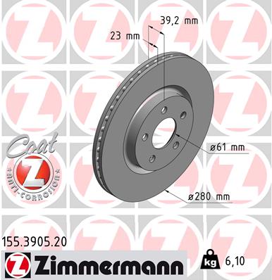 Disc frana ZIMMERMANN 155.3905.20