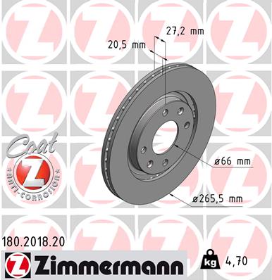 Disc frana ZIMMERMANN 180.2018.20