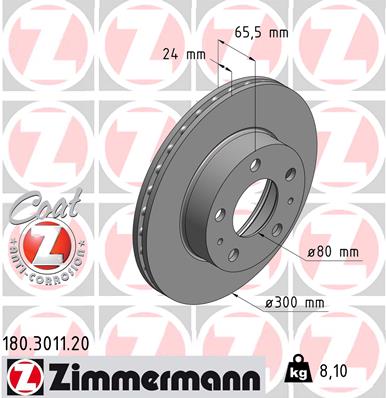 Disc frana ZIMMERMANN 180.3011.20