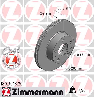 Disc frana ZIMMERMANN 180.3013.20