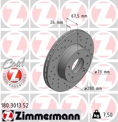 Disc frana ZIMMERMANN 180.3013.52